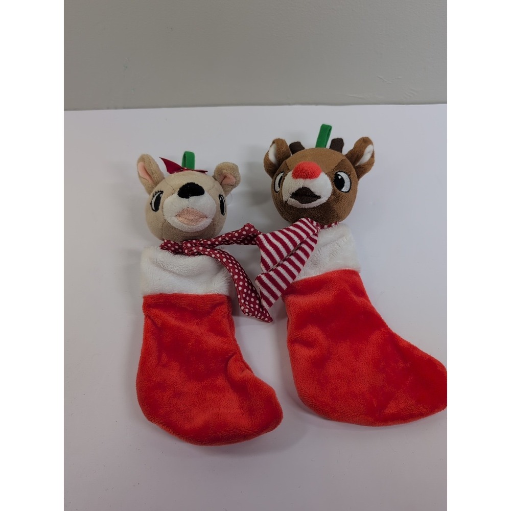 Mini Rudolph the Red Nosed Reindeer Christmas Stocking plush and Friend‎ NWT 9"